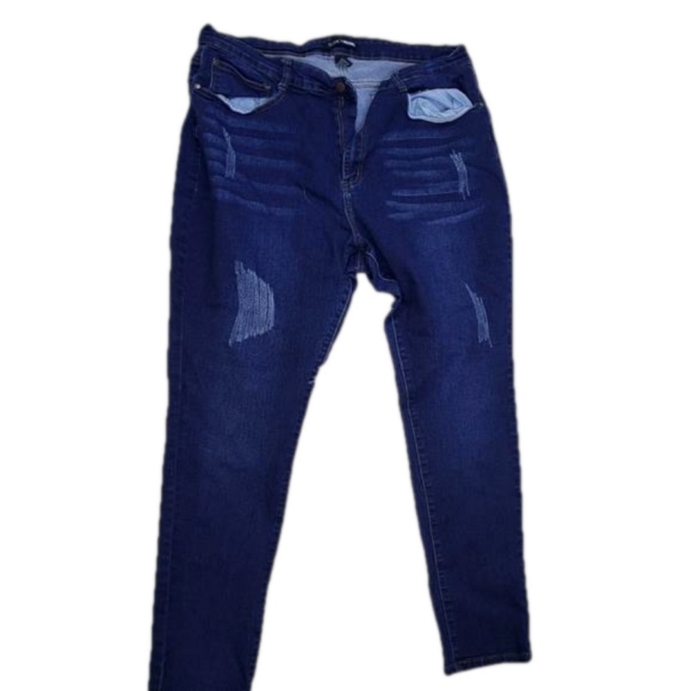 Fashion Nova Plus Size 22 Dark Wash Distressed Skinny Jeans High Rise Denim